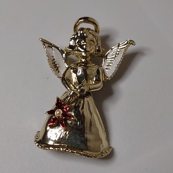 Angel With Red Flower Brooch - Picture 6 of 7